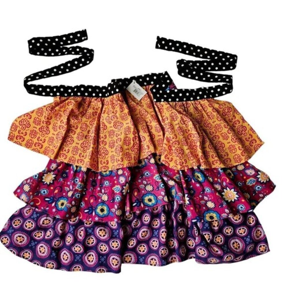 Waist Apron Floral‎ Pattern Polka Dot Layered Gathered Colorful Cotton Half New